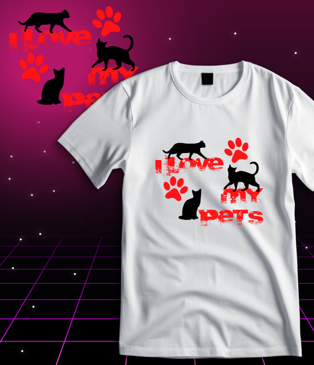 Nome do produto: T-Shirt Quality - I Love Pet - Gatos