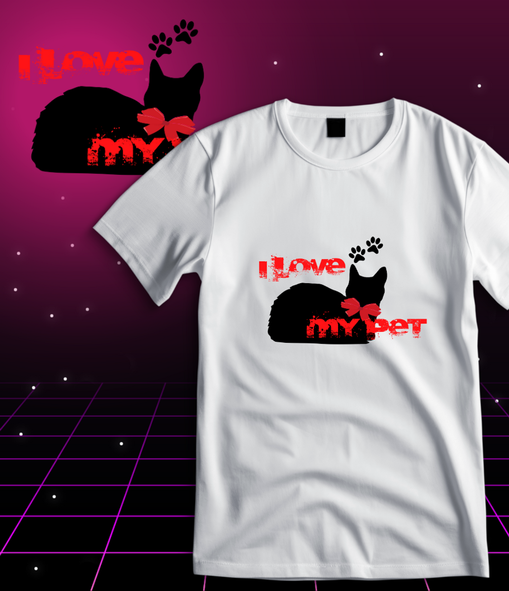 Nome do produto: T-Shirt Quality - I Love Pet - Cat Style 