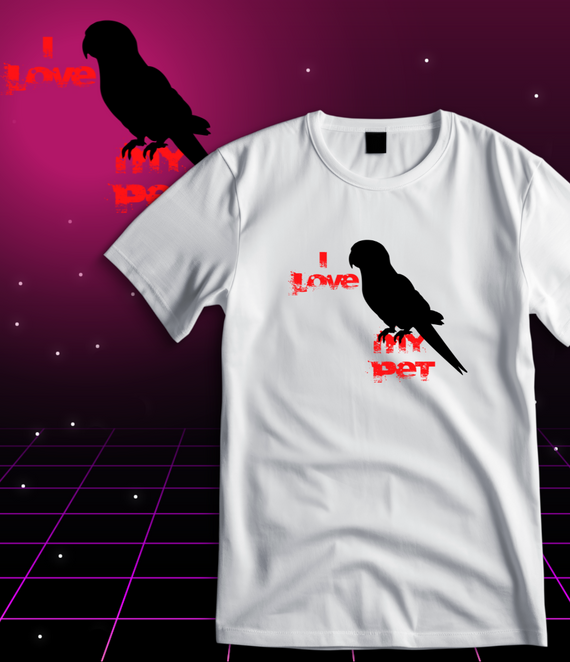 T-Shirt Quality - I Love Pet - Papagaio