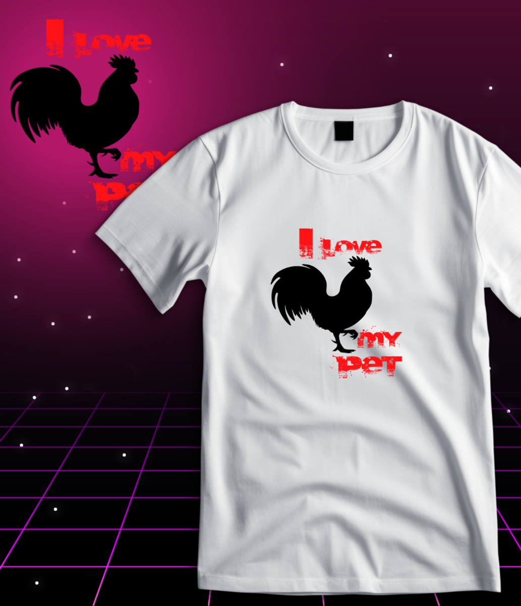 Nome do produto:  T-Shirt Quality - I Love My Pet - Senhor Galo