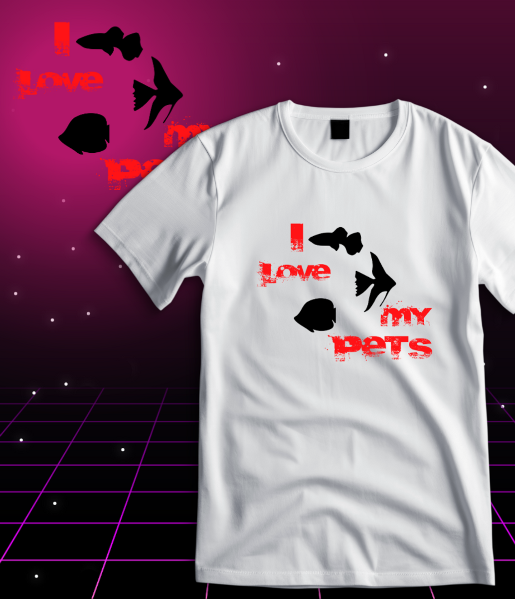 Nome do produto: T-Shirt Quality - I Love My Pet - Peixinhos