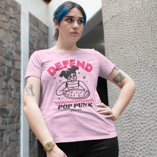 Nome do produtoCamiseta Defend Pop Punk - Pizza Woman  (unissex)