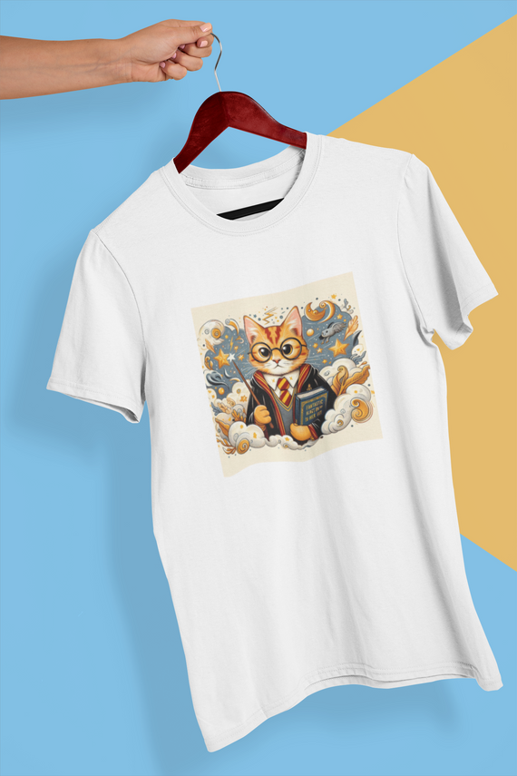 Camiseta Unissex - Gato Potter Ilustração