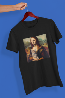 Nome do produtoCamiseta Unissex - Monalisa com gato