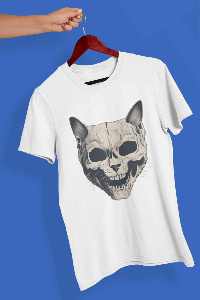 Nome do produto: Camiseta Unissex - Gato caveira