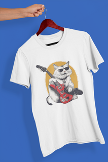 Camiseta Unissex - Gato de Guitarra 