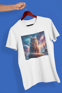 Camiseta Unissex - Gato na galáxia