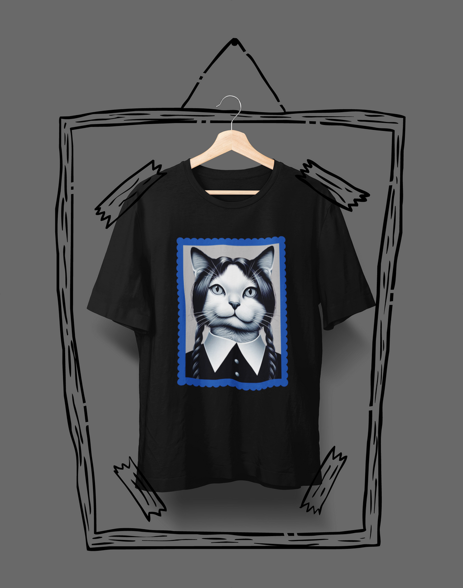 Nome do produto: Camiseta Unissex - Gatinha Addams