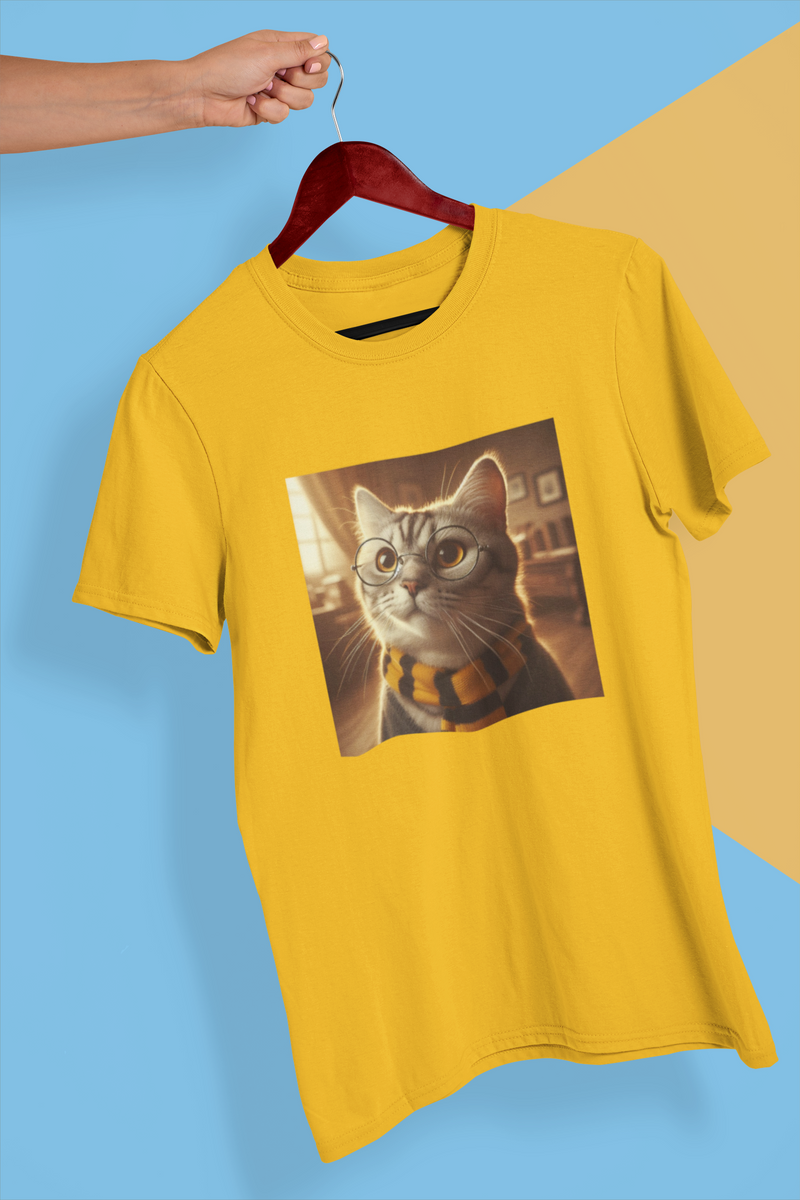 Nome do produto: Camiseta Unissex - Gato Potter Lufa-Lufa