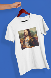 Nome do produtoCamiseta Unissex - Monalisa com gato