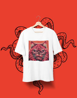 Camiseta Unissex - Gato Caveira Vermelha 