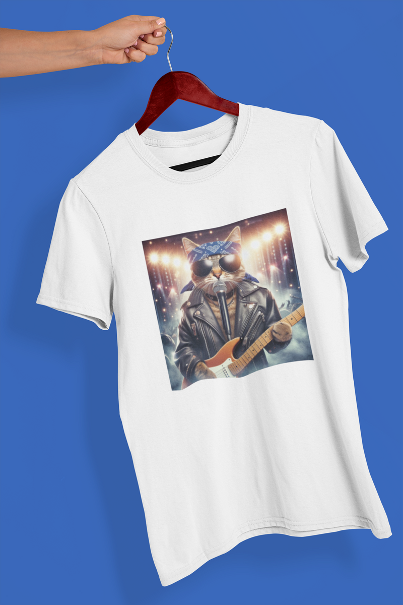 Nome do produto: Camiseta Unissex - Gato de guitarra