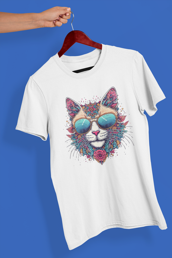 Camiseta Unissex - Cat Flowers