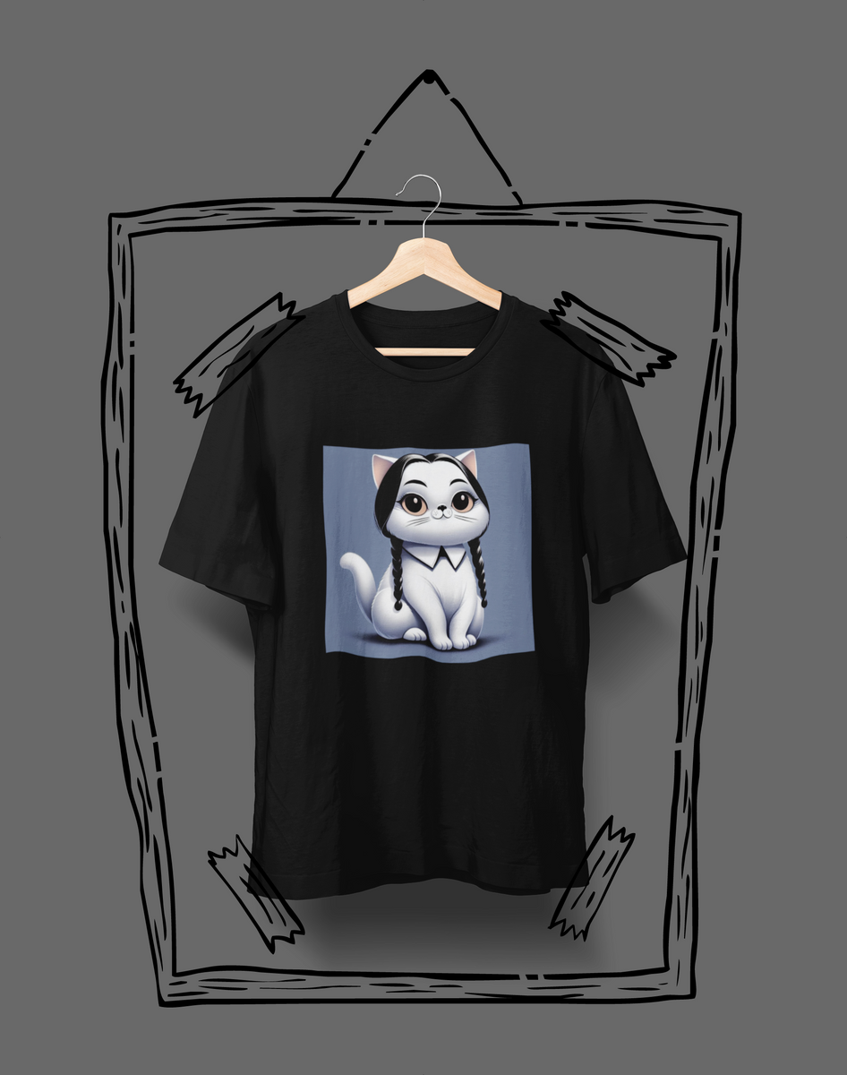Nome do produto: Camiseta Unissex - Gatinha Addams