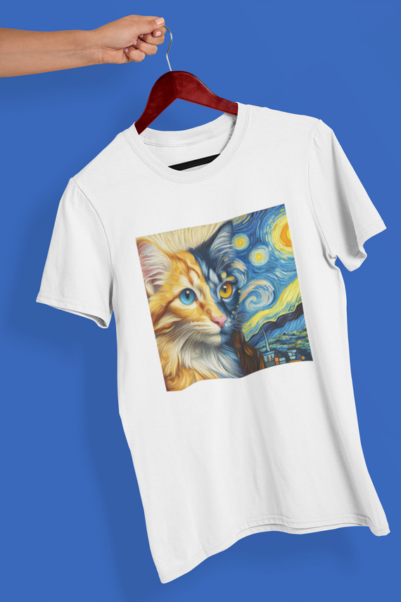 Camiseta Unissex - Gato Van Gogh