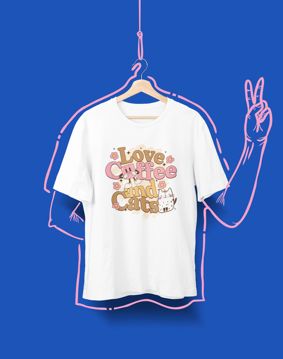 Nome do produto: Camiseta Unissex - Love Coffee and Cats