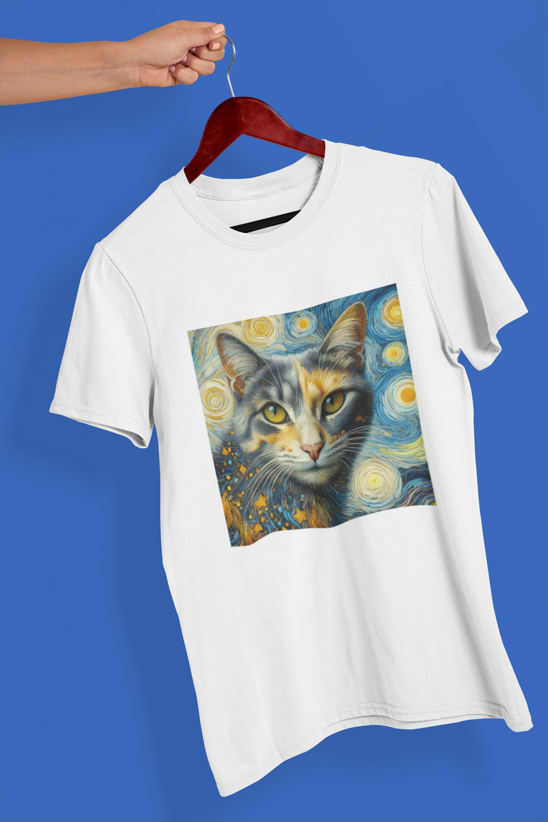 Nome do produto: Camiseta Unissex - Gato Van Gogh