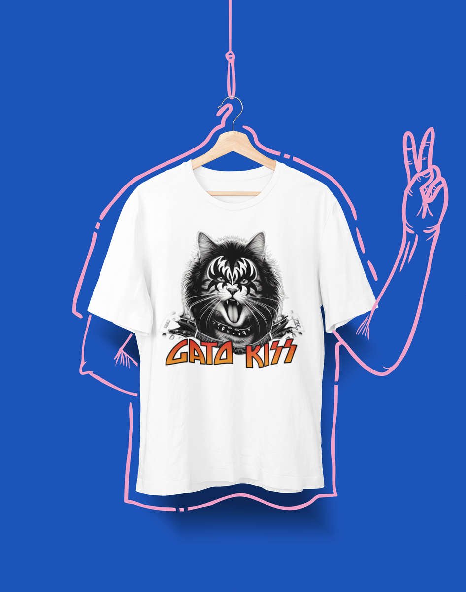 Nome do produto: Camiseta Unissex - Gato Kiss