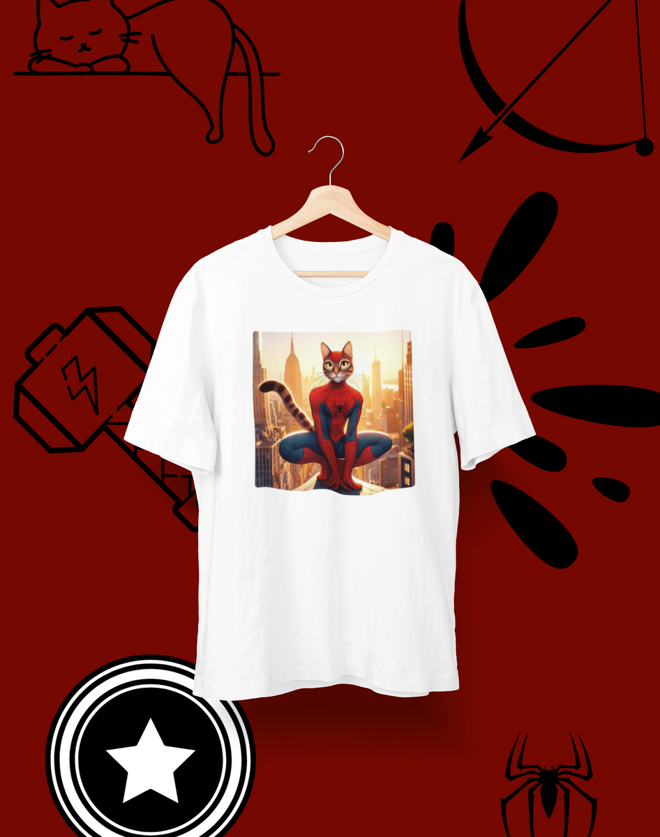 Nome do produto: Camiseta Unissex - Gato Aranha