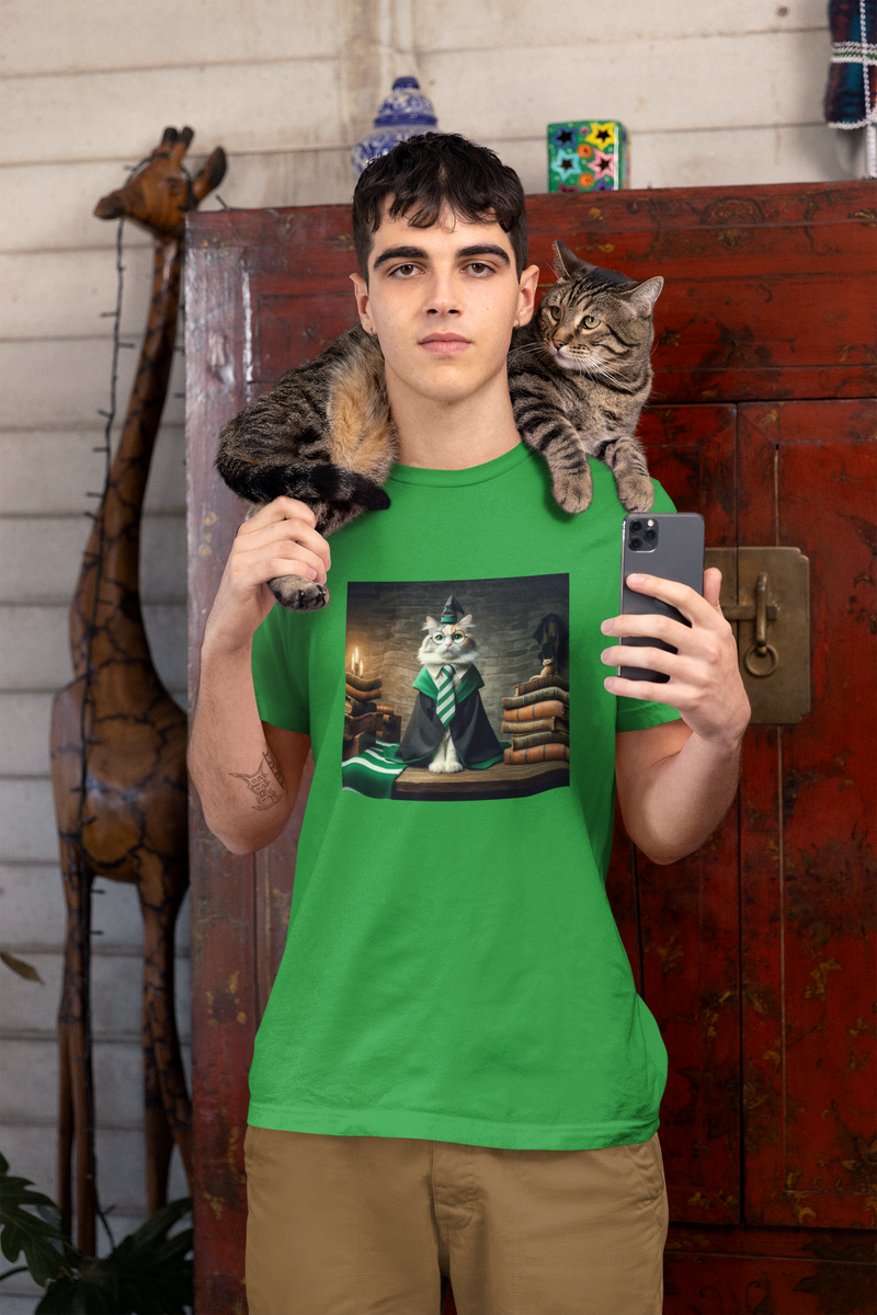 Nome do produto: Camiseta Unissex - Gato Potter Sonserina