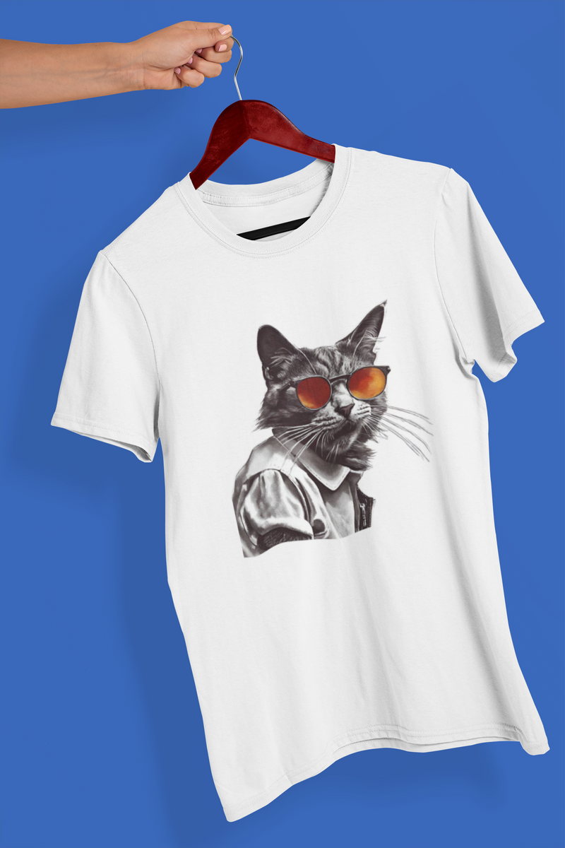 Nome do produto: Camiseta Unissex - Gato de óculos