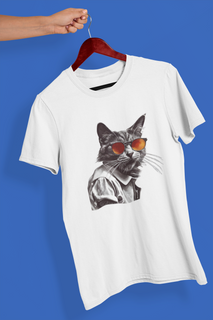 Camiseta Unissex - Gato de óculos
