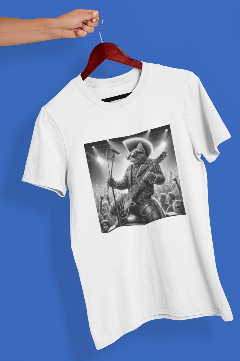 Nome do produto: Camiseta Unissex - Gato Rock