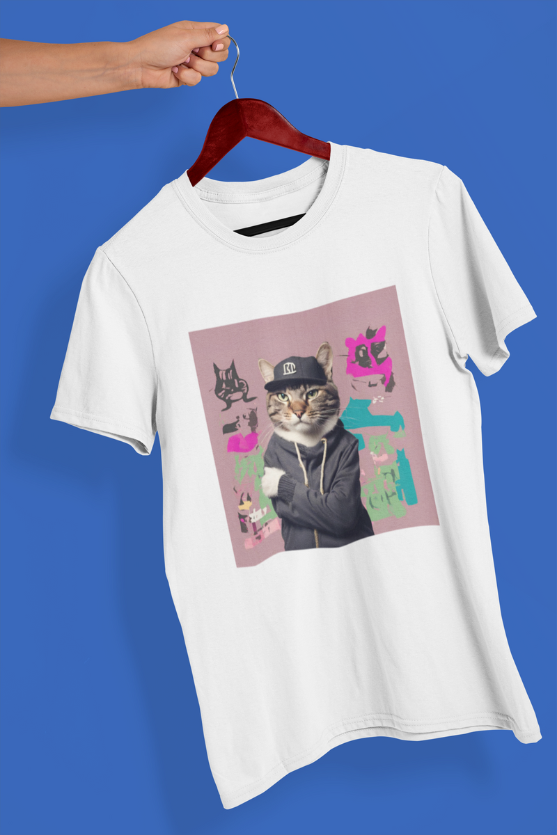 Nome do produto: Camiseta Unissex - Gato Rapper