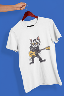 Camiseta Unissex - Gato de Guitarra 