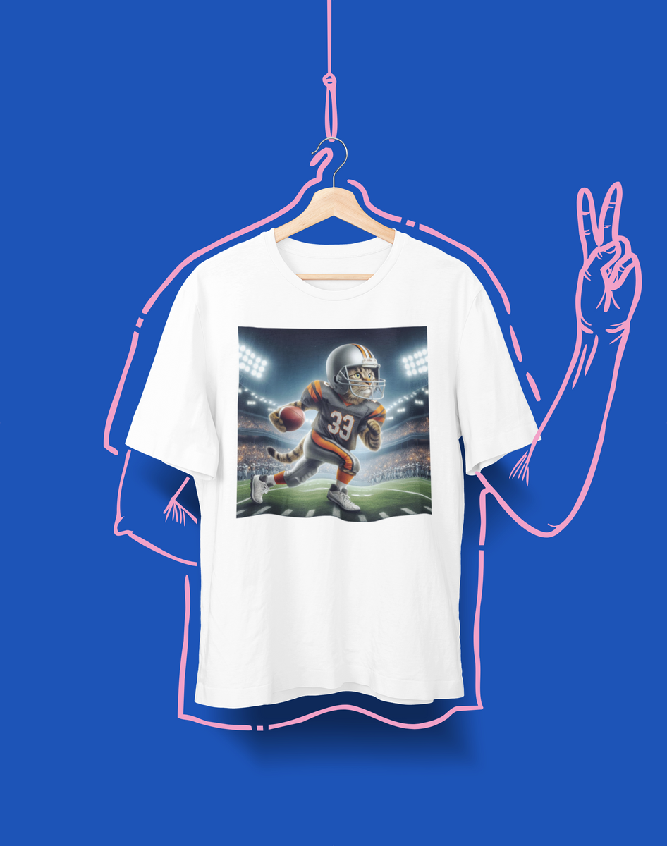 Nome do produto: Camiseta Unissex - Gato Futebol Americano
