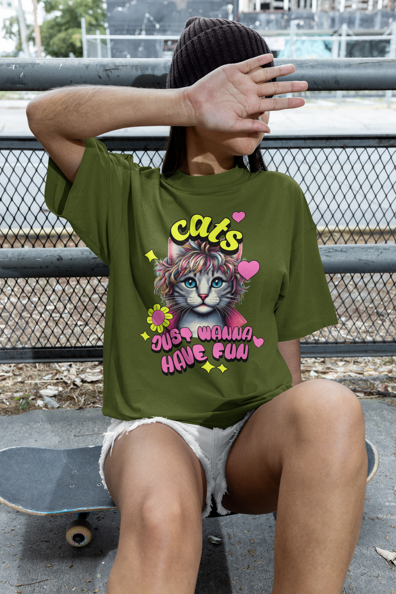 Nome do produto: oversized unissex - cats just wanna have fun