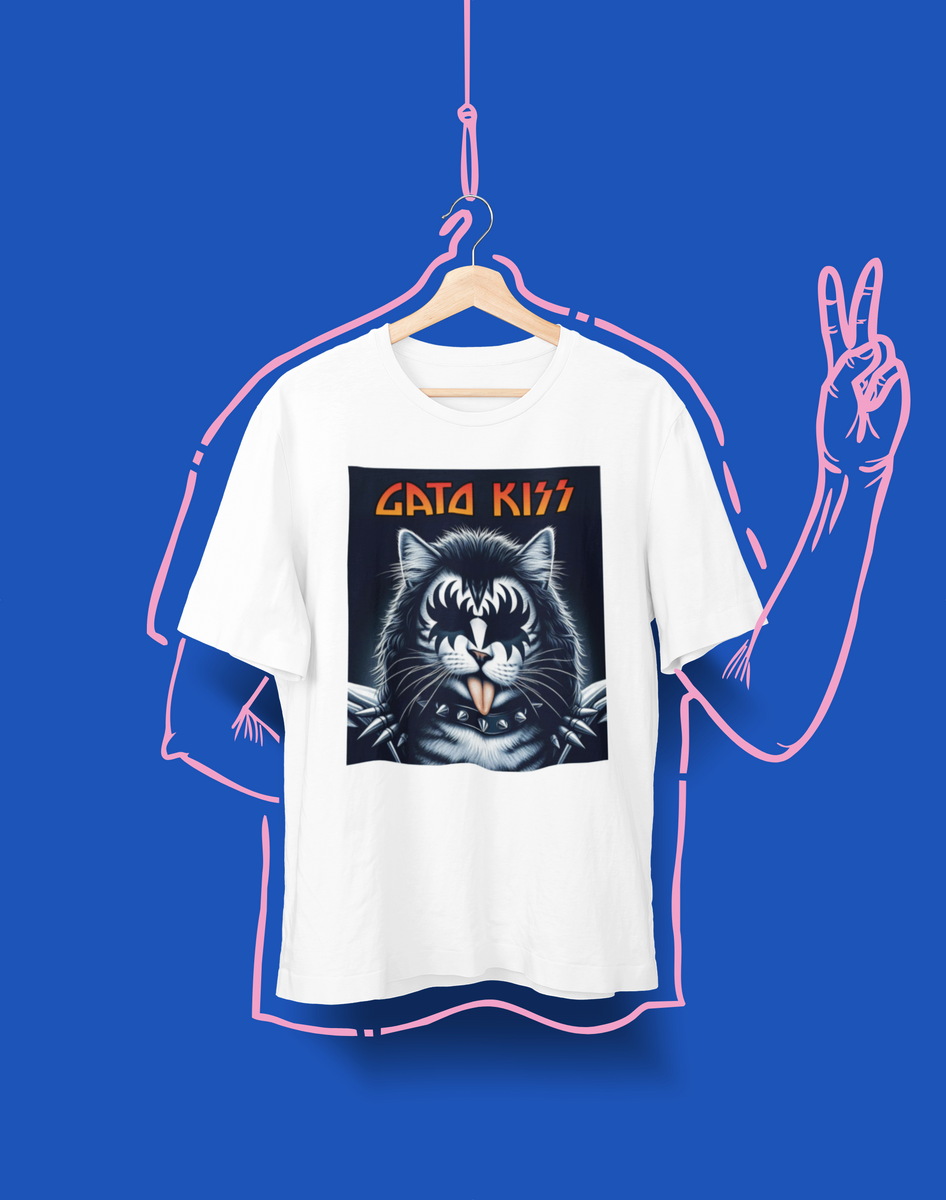 Nome do produto: Camiseta Unissex - Gato Kiss