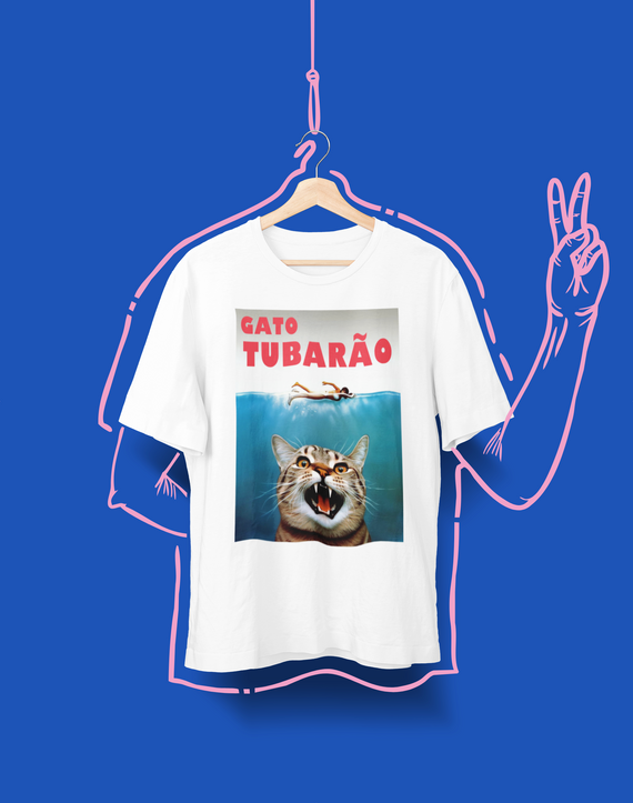 Camiseta Unissex - Gato Tubarão