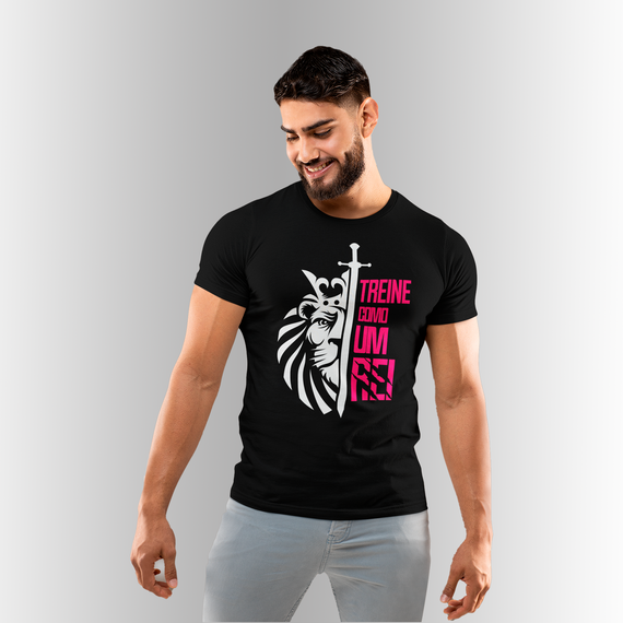 Camiseta Masculina Prime - Sinta a Força do Rei – Treine com Determinação, Vista a Coragem!