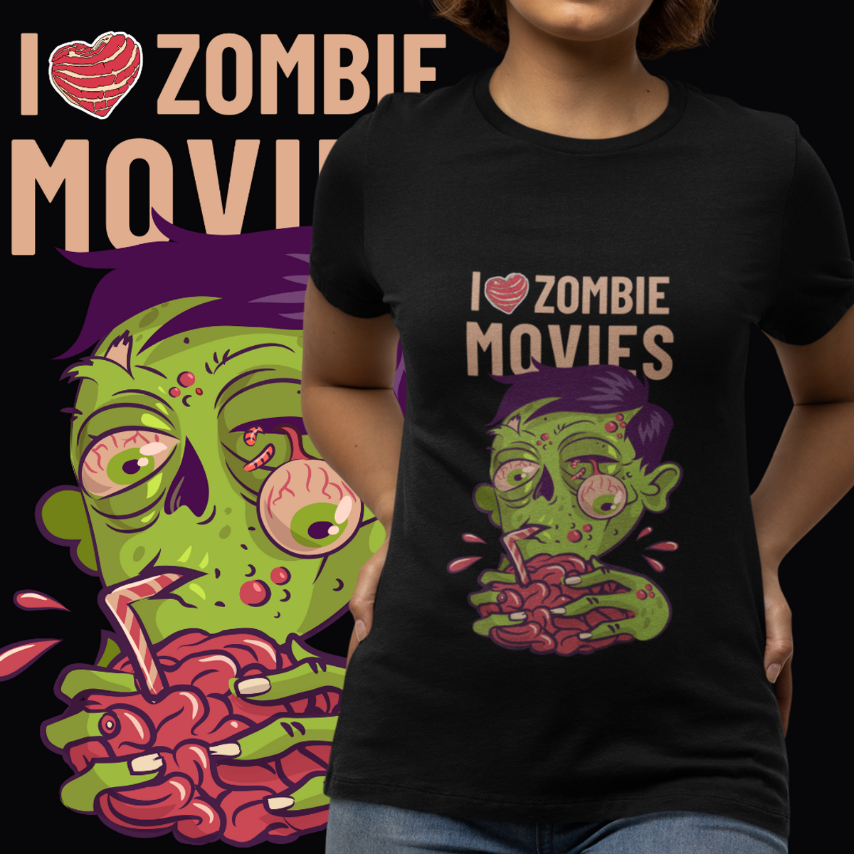 Nome do produto: BABY LOOK - I LOVE ZOMBIE MOVIES