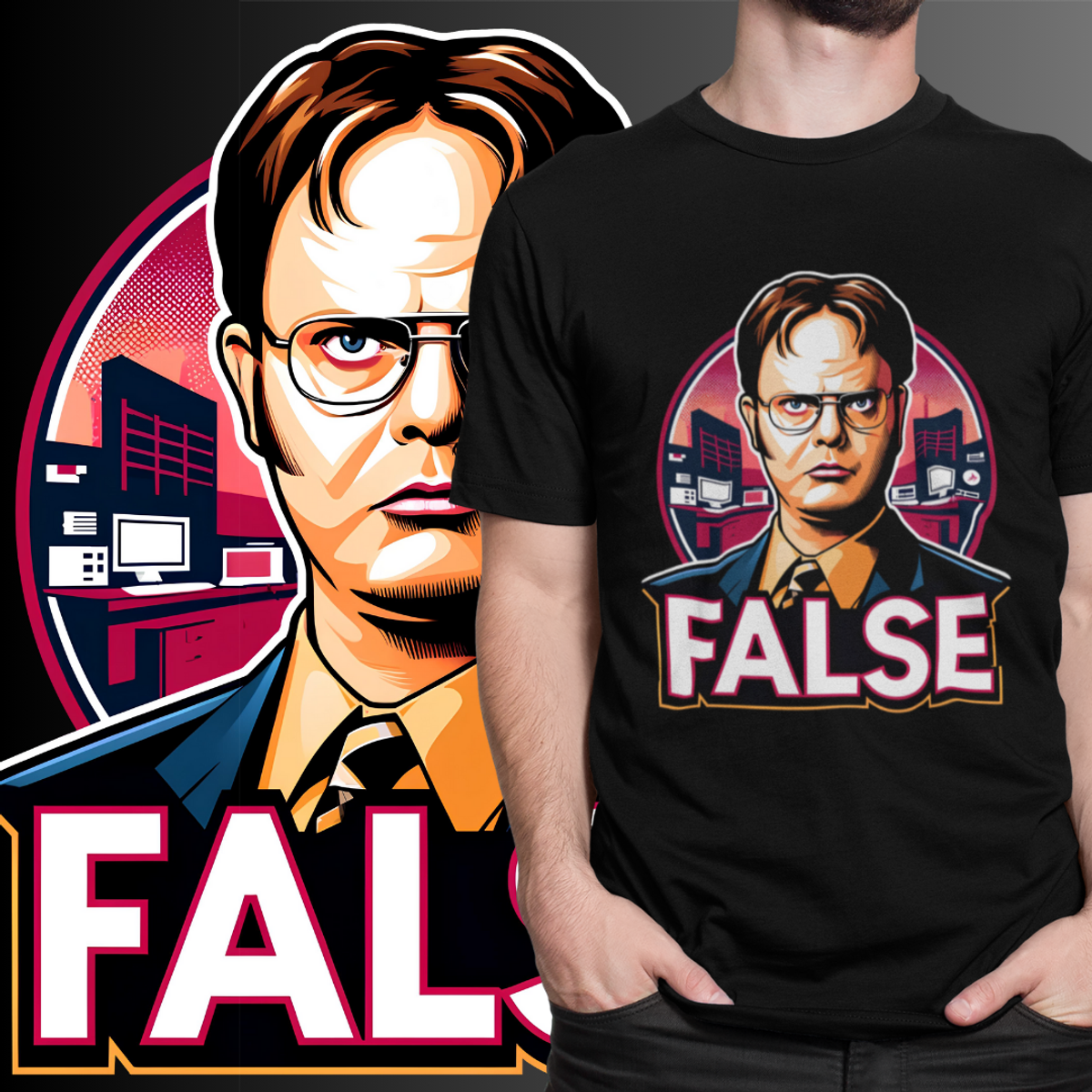 Nome do produto: CAMISETA - DWIGHT: FALSE - THE OFFICE (Preta)