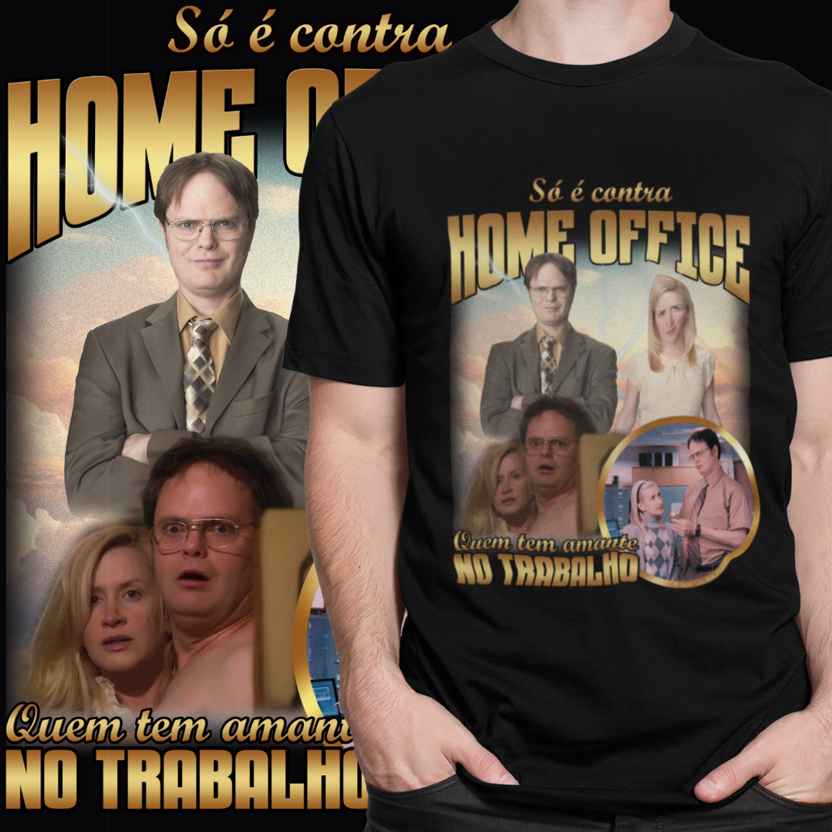 Nome do produto: CAMISETA - SÓ É CONTRA HOME OFFICE QUEM TEM AMANTE NO TRABALHO