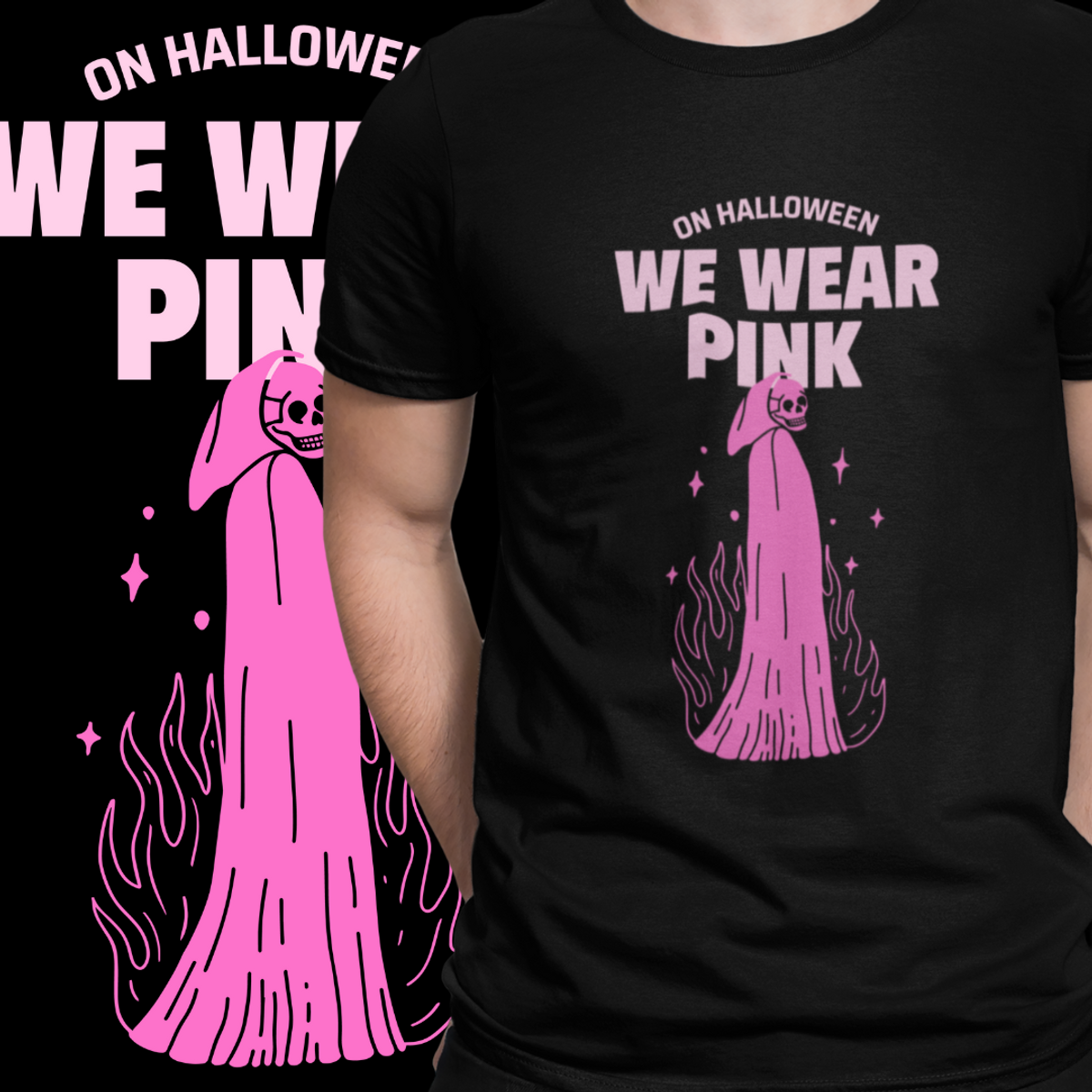 Nome do produto: CAMISETA - ON HALLOWEEN WE WEAR PINK