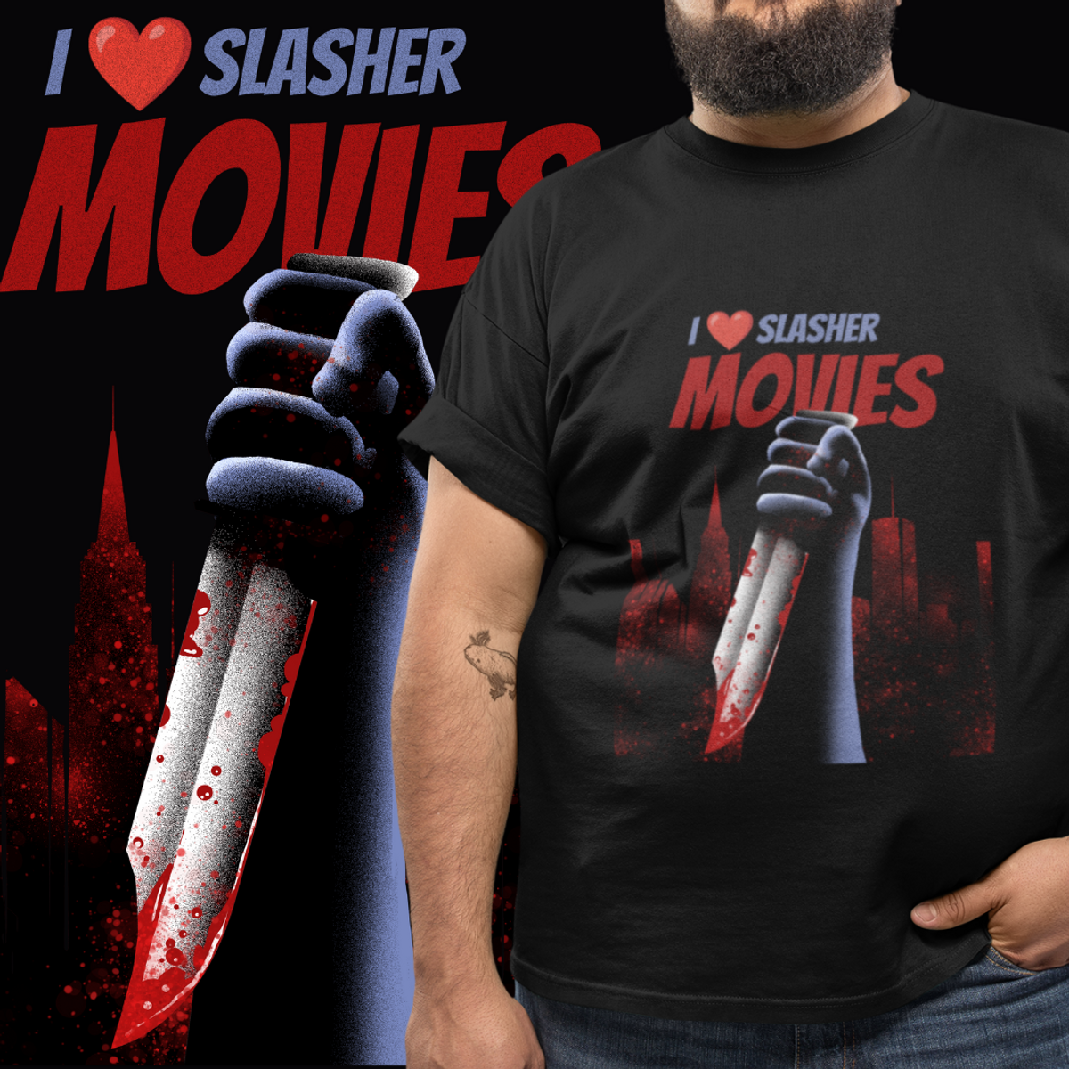 Nome do produto: PLUS SIZE - I LOVE SLASHER MOVIE (Preta)