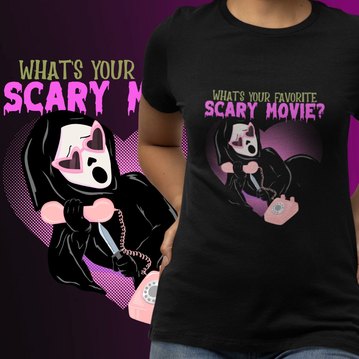 Nome do produto: BABY LOOK - FAVORITE SCARY MOVIE (Pânico) - PRETA