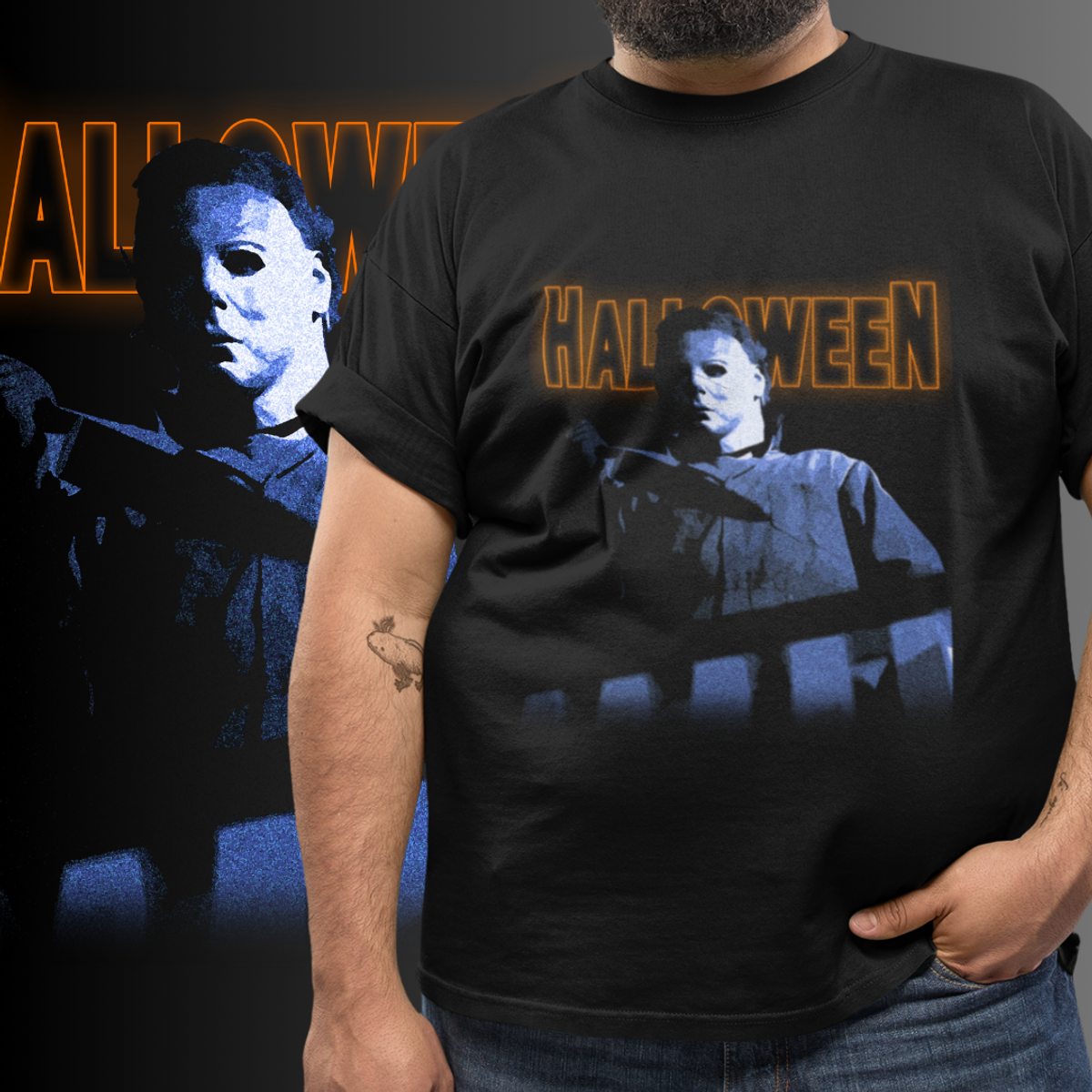 Nome do produto: T-SHIRT PLUS SIZE HALLOWEEN - MICHAEL MYERS