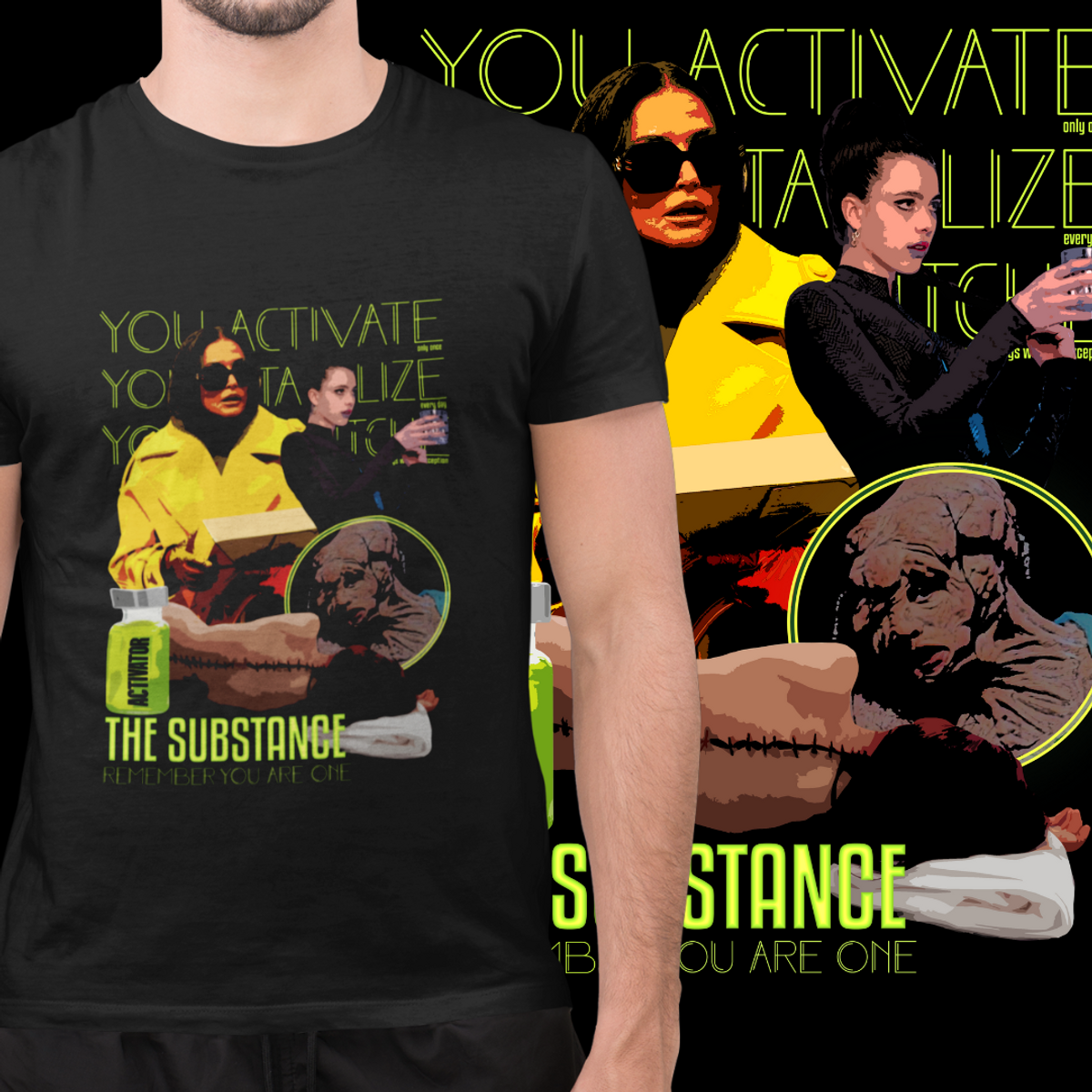 Nome do produto: CAMISETA - THE SUBSTANCE - YOU ARE ONE (PRETA)