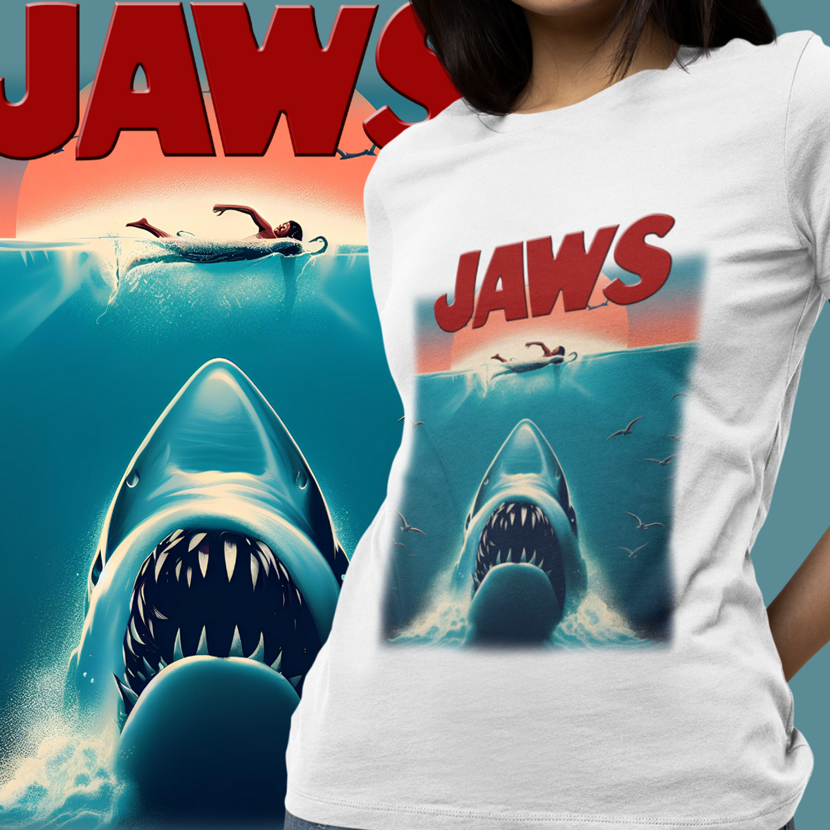 Nome do produto: BABY LOOK - TUBARÃO (JAWS)