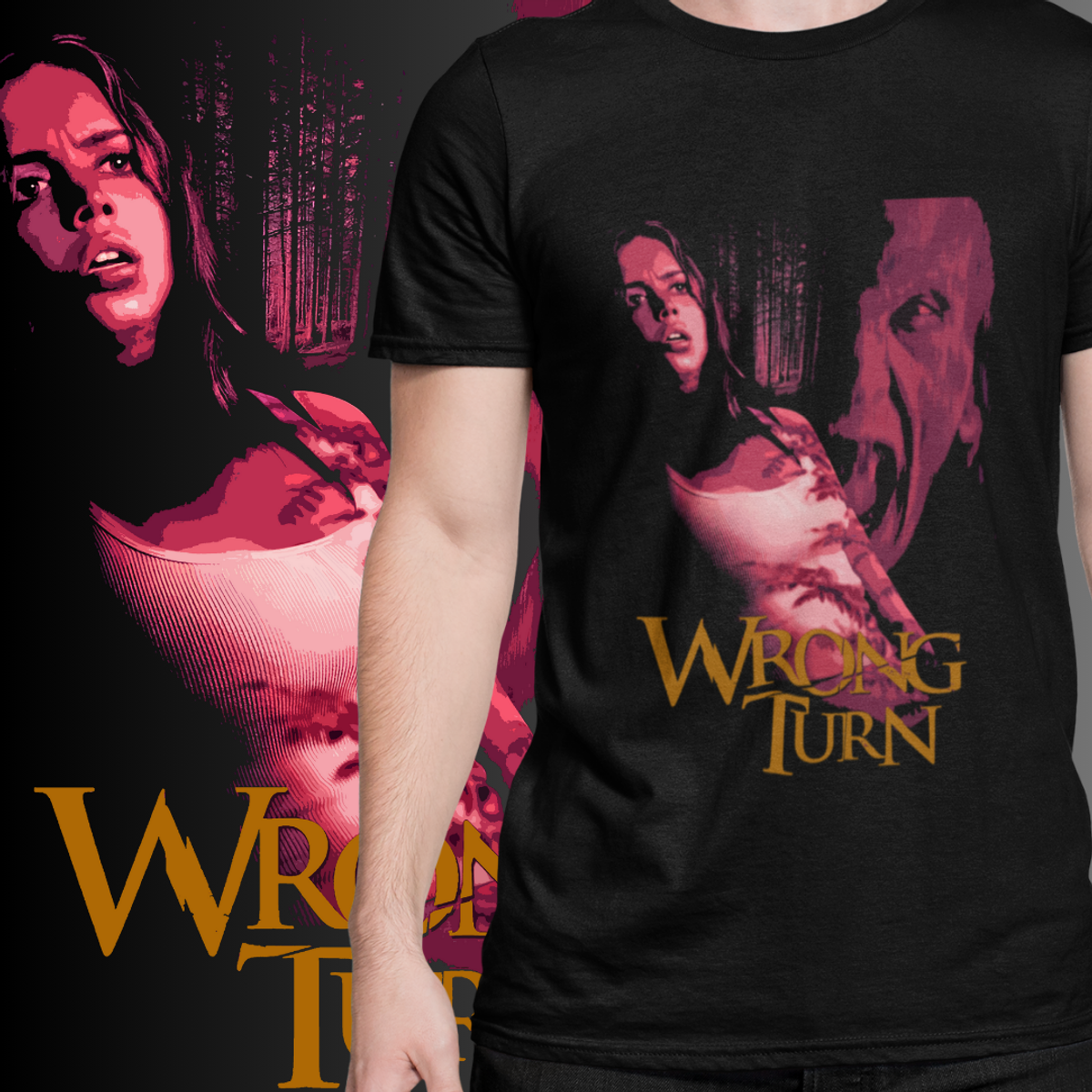 Nome do produto: CAMISETA PÂNICO NA FLORESTA - WRONG TURN