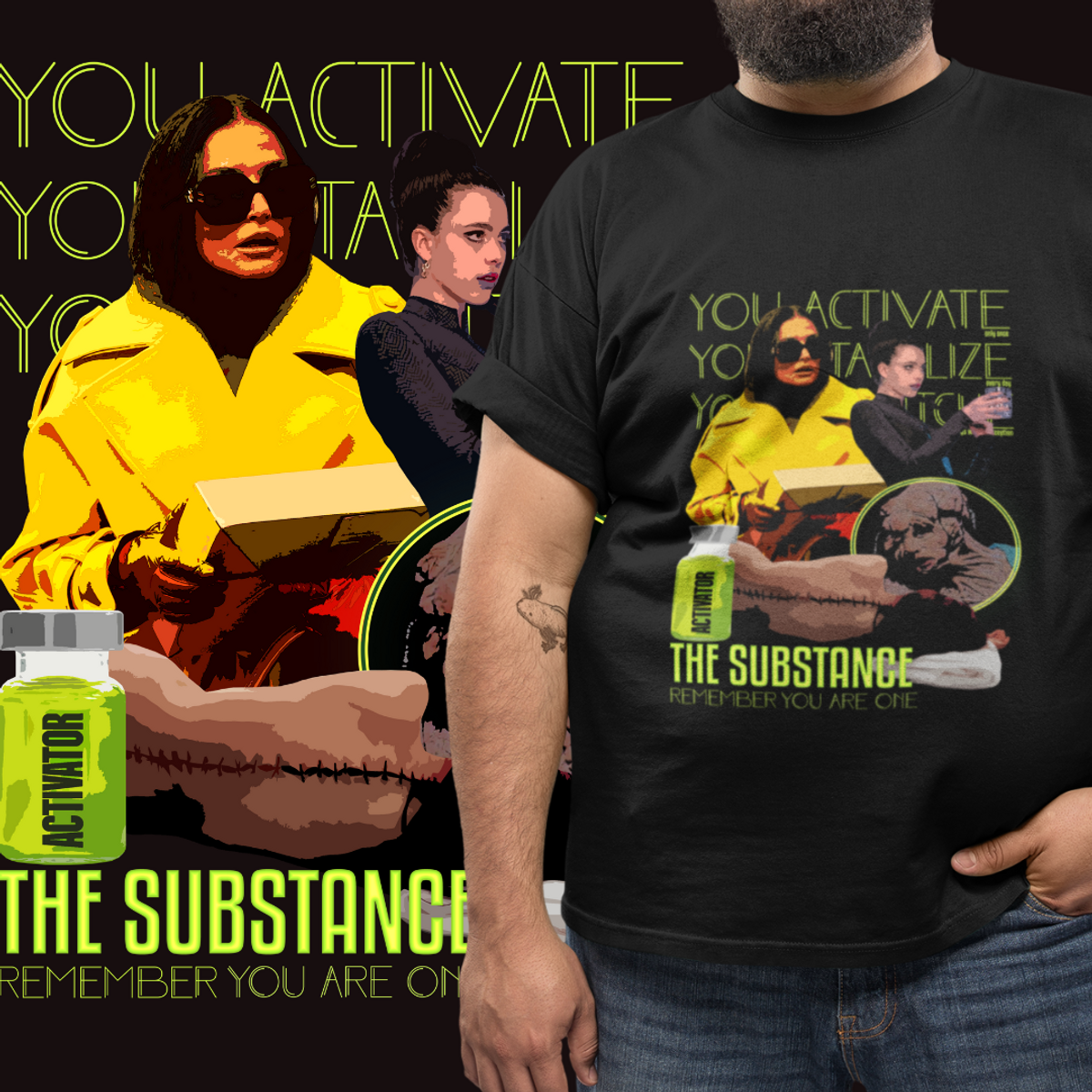 Nome do produto: T-SHIRT PLUS SIZE - THE SUBSTANCE - YOU ARE ONE (PRETA)