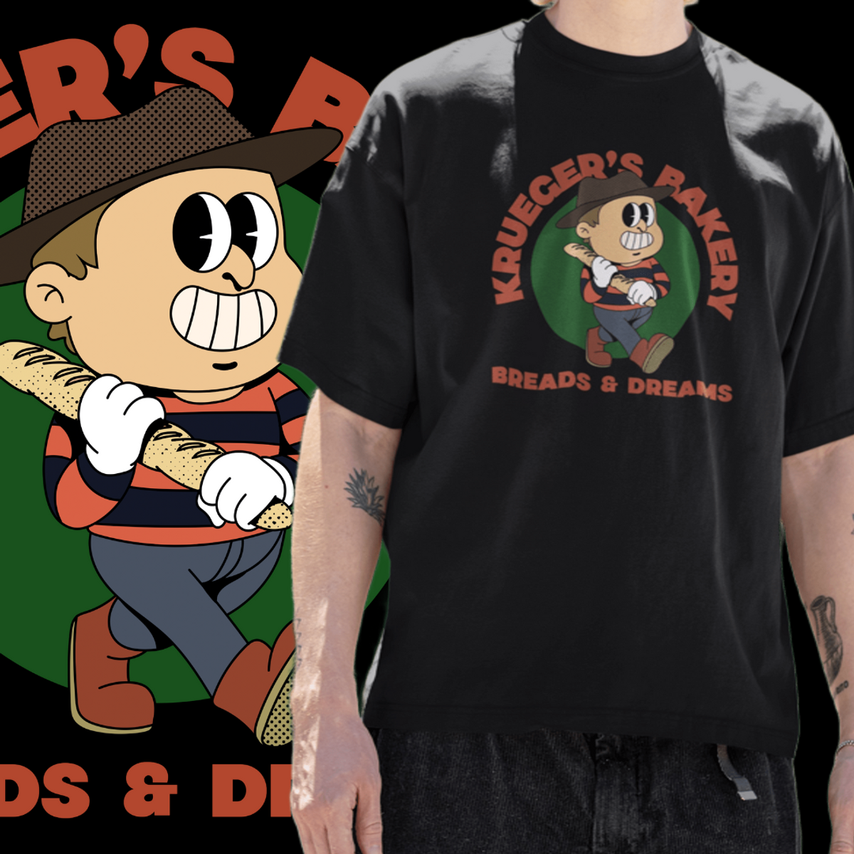 Nome do produto: CAMISETA OVERSIZED - KRUEGERS BAKERY PÃES E SONHOS