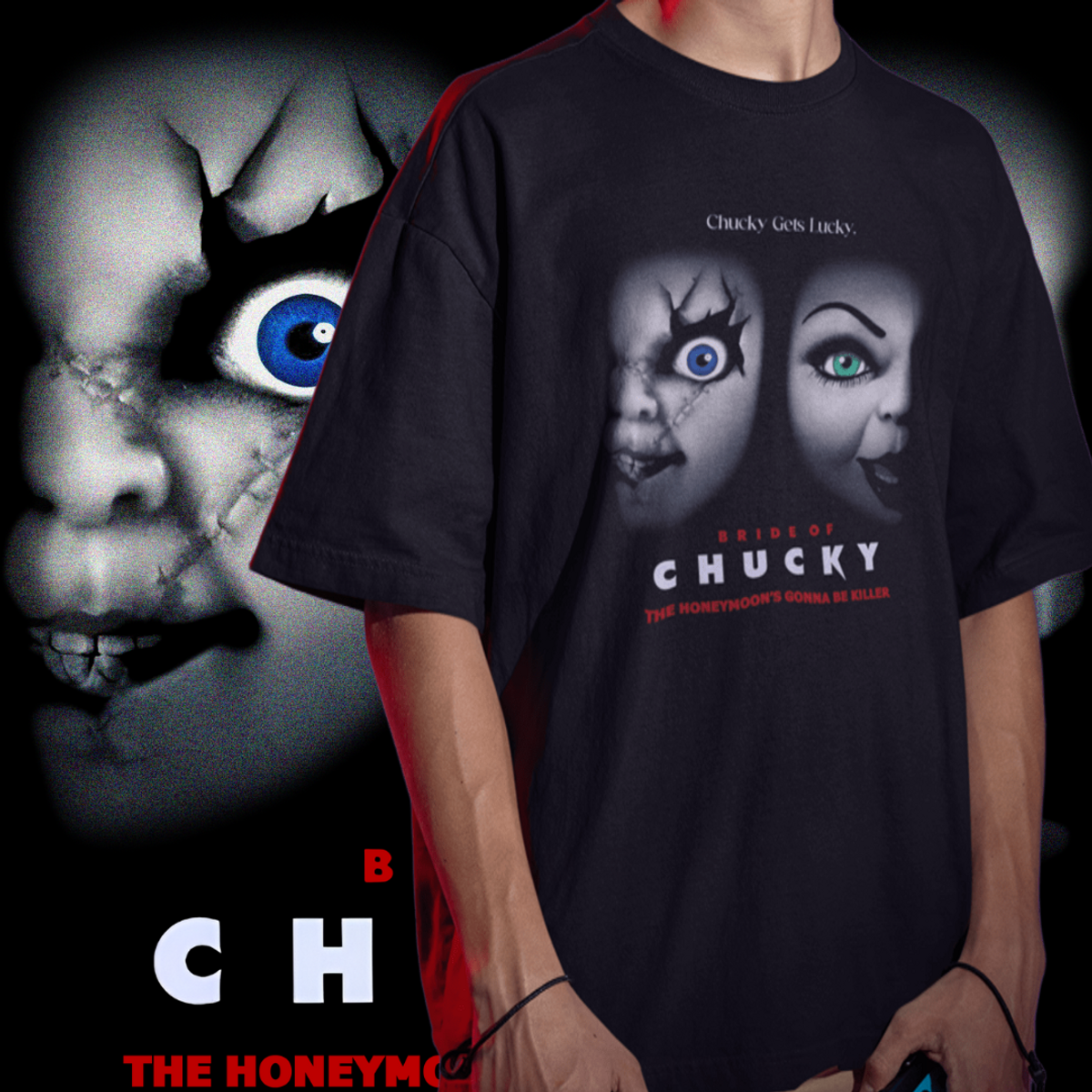 Nome do produto: CAMISETA OVERSIZED BRIDE OF CHUCKY - A NOIVA DE CHUCKY