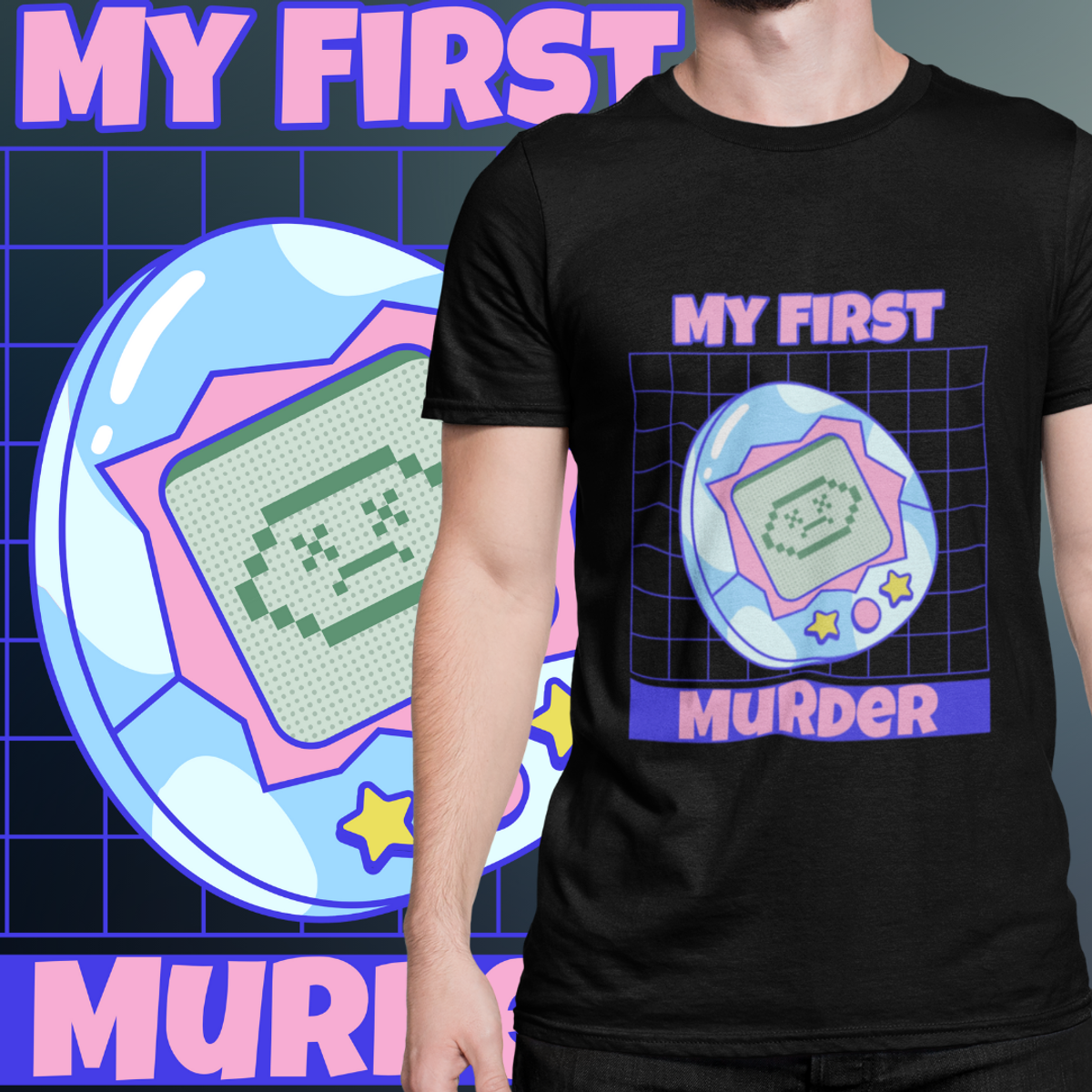 Nome do produto: CAMISETA - MY FIRST MURDER (TAMAGOTCHI)