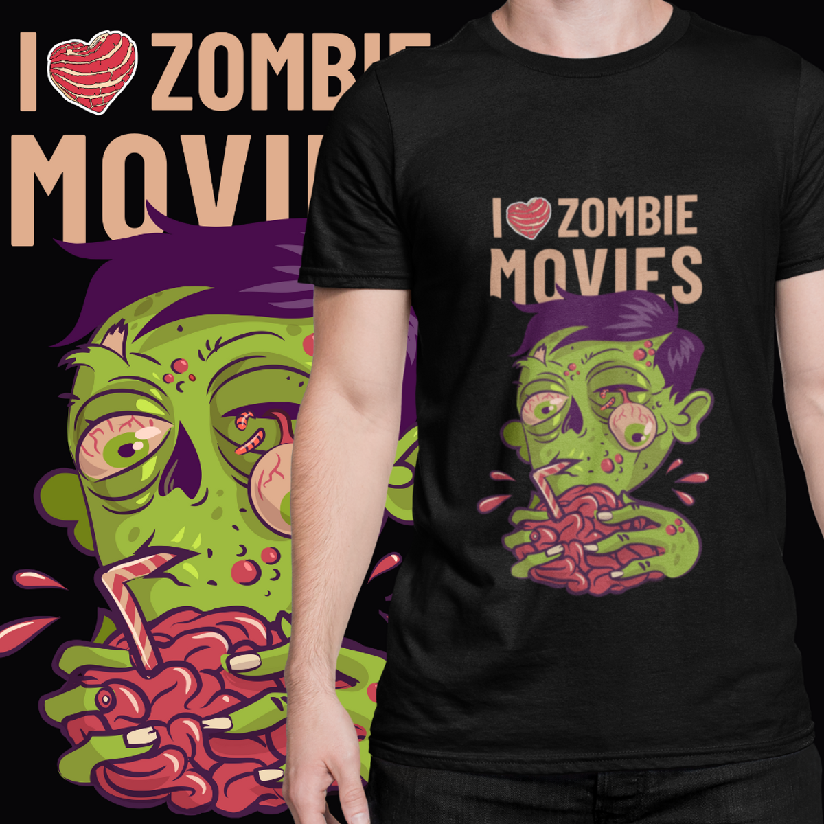 Nome do produto: CAMISETA - I LOVE ZOMBIE MOVIES