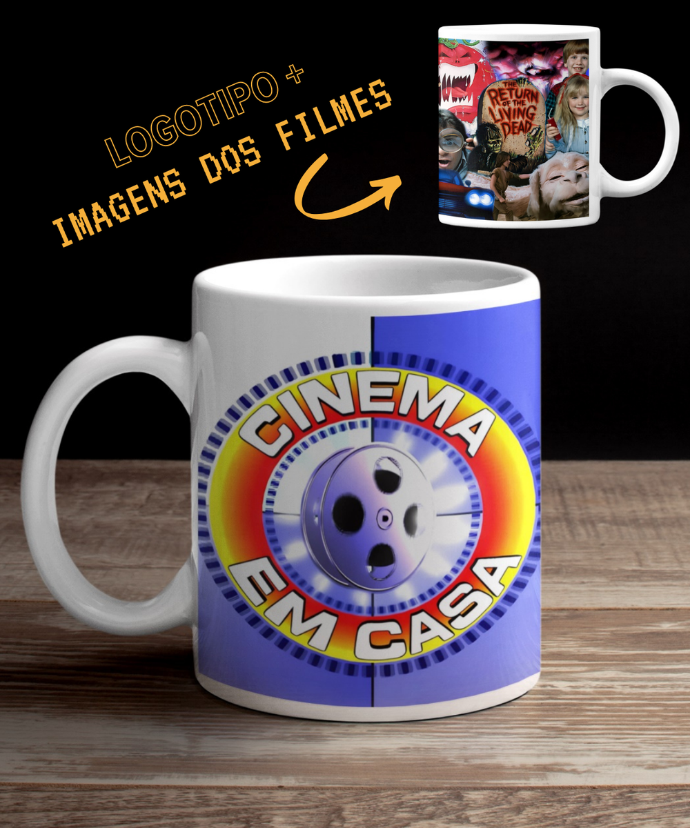 Nome do produto: CANECA CINEMA EM CASA (LOGOTIPO + FILMES)